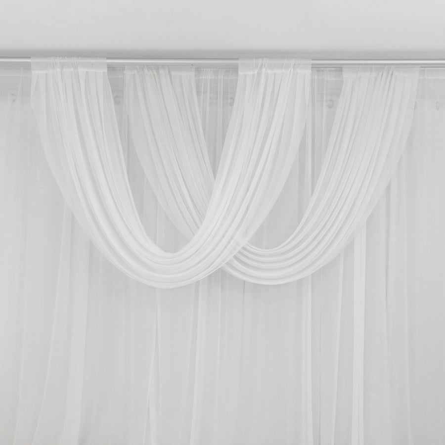 White Sheer Chiffon Valance Curtain 4ft x 5ft – Wedding Arch Drape with Rod Pocket, Voile Backdrop Panel