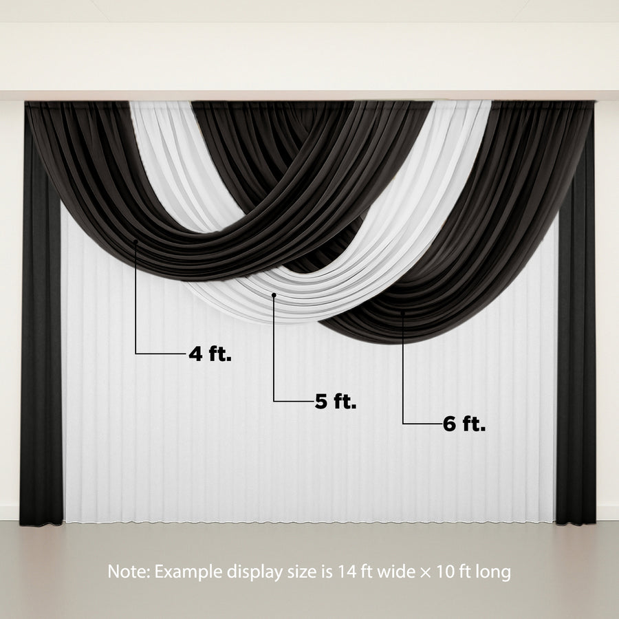 Draped black and white fabric backdrop for event decoration