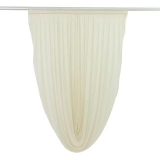 Ivory sheer curtain panel hanging on rod #whtbkgd