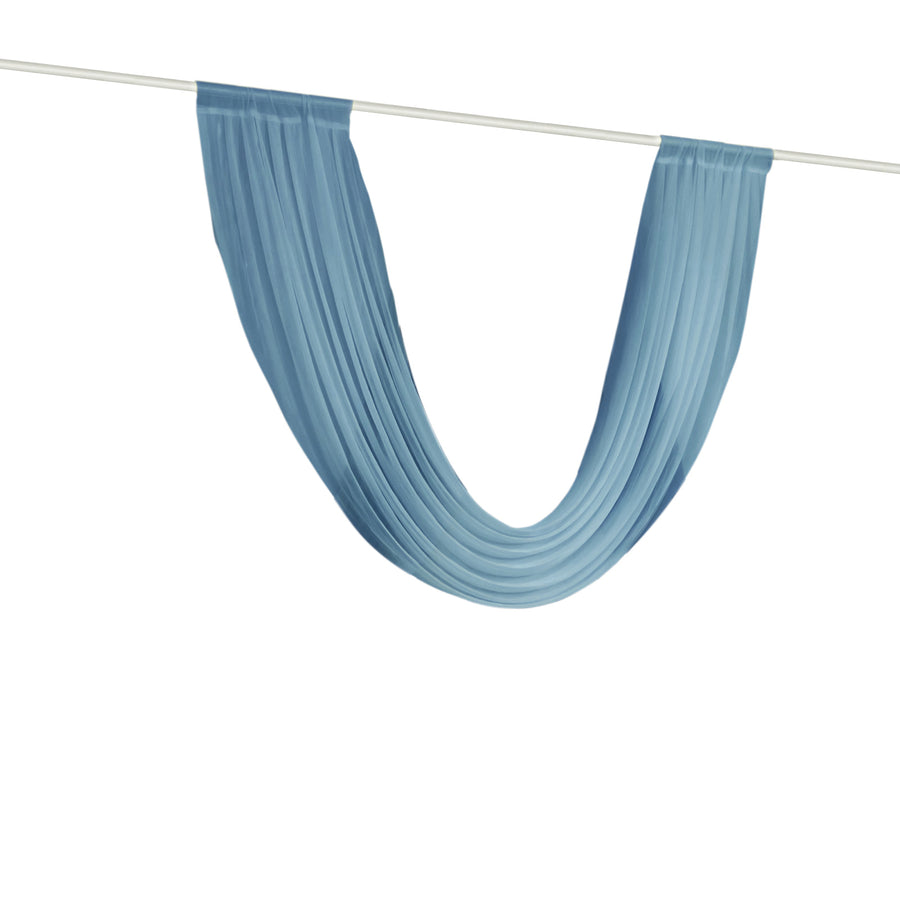 Dusty Blue Sheer Chiffon Valance Curtain 4ft x 6ft – Wedding Arch Drape with Rod Pocket