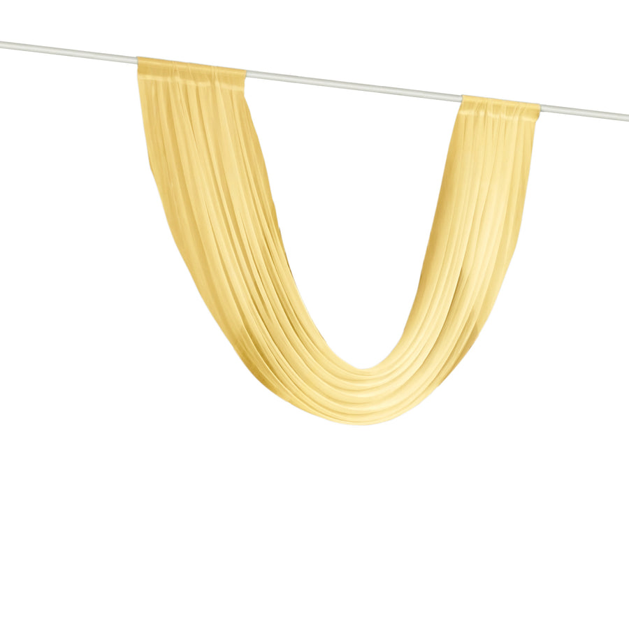 Yellow sheer curtain panel on rod #whtbkgd