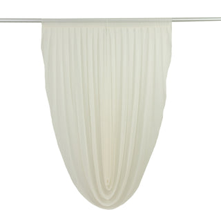 Ivory sheer curtain panel on rod against white background #whtbkgd