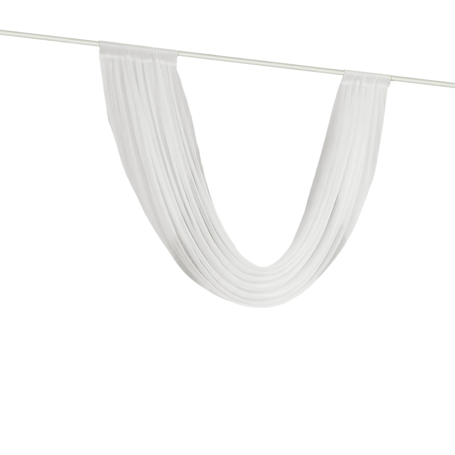 White sheer curtain draped on a rod, showcasing its flowy texture.