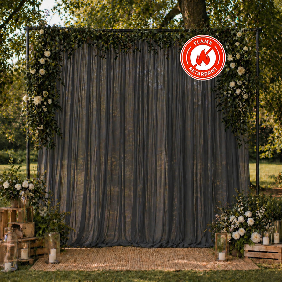 Elegant outdoor floral wedding backdrop with flame retardant curtain stage