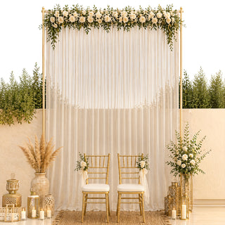 10ft x 14ft Chiffon Backdrop Curtain Panel – Natural Durable Flame Resistant Fabric with Rod Pocket