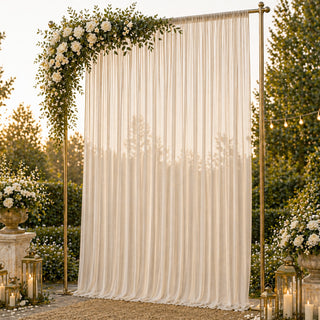 10ft x 14ft Chiffon Backdrop Curtain Panel – Natural Durable Flame Resistant Fabric with Rod Pocket