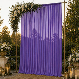 10ft x 14ft Chiffon Backdrop Curtain Panel – Purple Durable Flame Resistant Fabric with Rod Pocket