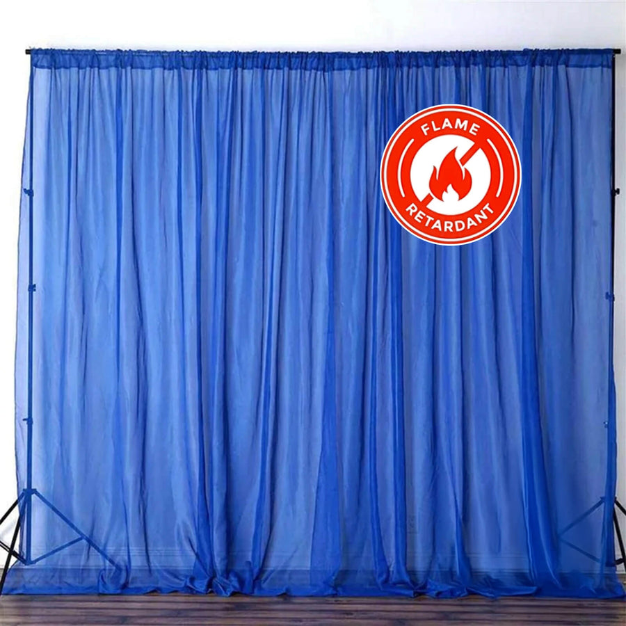 Blue flame retardant curtain backdrop for events and photography.