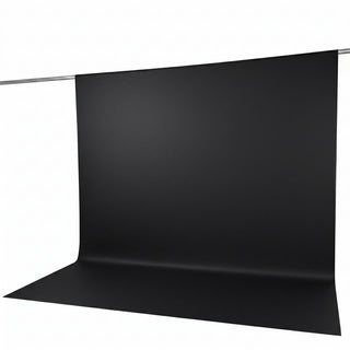 Black seamless paper backdrop on support rod, studio photography background