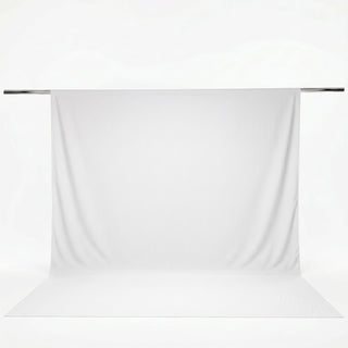 White ribbed sheer curtain panel on a metal rod, minimalist studio product shot#whtbkgd