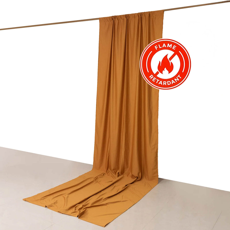 Gold Scuba Polyester Event Curtain Drapes, Durable Flame Resistant Backdrop Event Panel Wrinkle