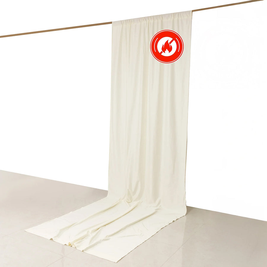 Ivory Scuba Polyester Event Curtain Drapes, Inherently Flame Resistant Backdrop Event Panel Wrinkle