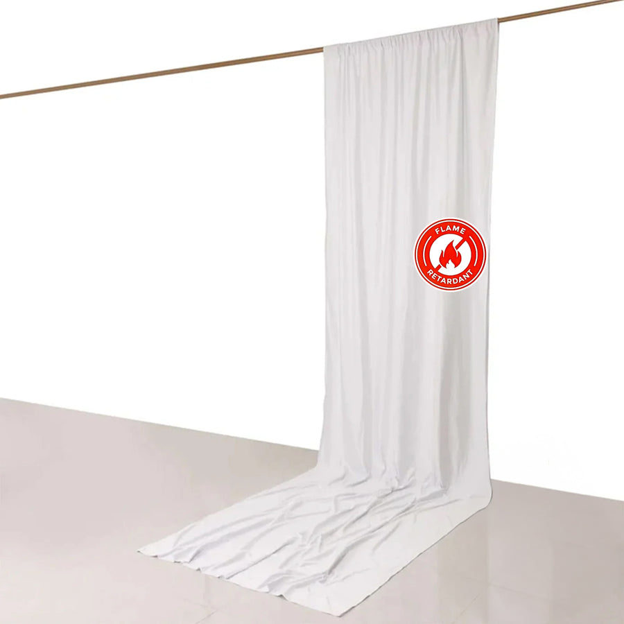 White Scuba Polyester Event Curtain Drapes, Durable Flame Resistant Backdrop Event Panel Wrinkle