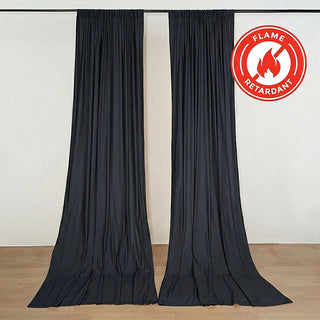 Flame retardant black stage curtains with floor-length drape