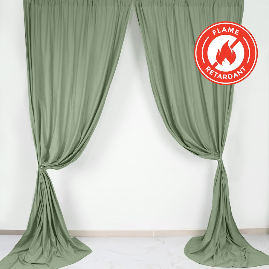 2 Pack Dusty Sage Green Durable Flame Resistant Scuba Polyester Curtain Panel Backdrops