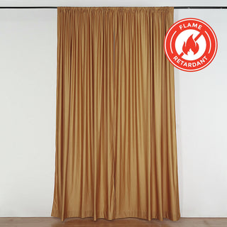 2 Pack Gold Scuba Polyester Curtain Panel - Flame Resistant Backdrops 2 Pack Gold Scuba Polyester Curtain Panel - Flame Resistant Backdrops