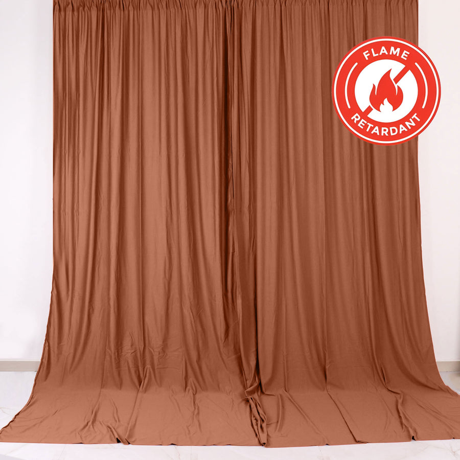2 Pack Terracotta (Rust) Scuba Polyester Curtain Panel