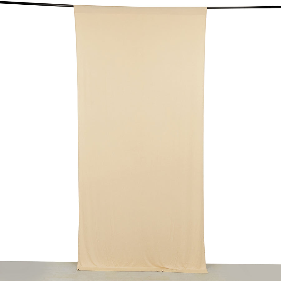 Beige 4-Way Stretch Spandex Photography Backdrop Curtain with Rod Pockets, Drapery Panel