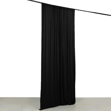 Black 4-Way Stretch Spandex Event Curtain Drapes, Wrinkle Resistant Backdrop Event Panel with Rod Pockets - 5ftx10ft