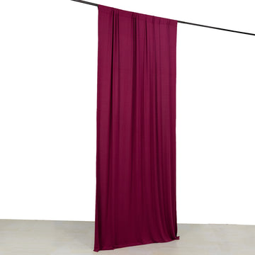 Burgundy 4-Way Stretch Spandex Event Curtain Drapes, Wrinkle Resistant Backdrop Event Panel with Rod Pockets - 5ftx10ft