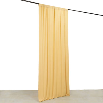 Champagne 4-Way Stretch Spandex Event Curtain Drapes, Wrinkle Resistant Backdrop Event Panel with Rod Pockets - 5ftx10ft