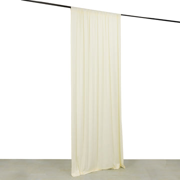 Ivory 4-Way Stretch Spandex Event Curtain Drapes, Wrinkle Resistant Backdrop Event Panel with Rod Pockets - 5ftx10ft