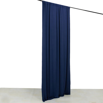 Navy Blue 4-Way Stretch Spandex Event Curtain Drapes, Wrinkle Resistant Backdrop Event Panel with Rod Pockets - 5ftx10ft