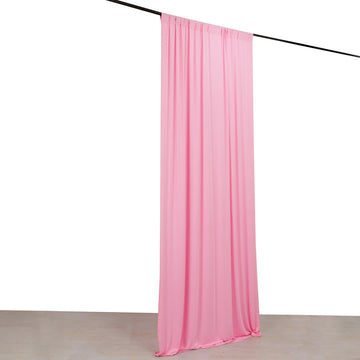 Pink 4-Way Stretch Spandex Event Curtain Drapes, Wrinkle Resistant Backdrop Event Panel with Rod Pockets - 5ftx10ft