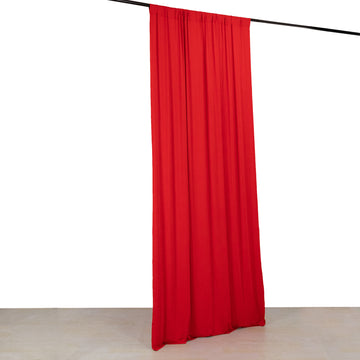 Red 4-Way Stretch Spandex Event Curtain Drapes, Wrinkle Resistant Backdrop Event Panel with Rod Pockets - 5ftx10ft