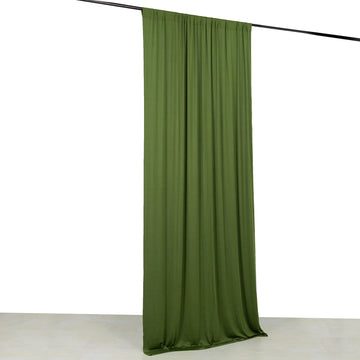 Olive Green 4-Way Stretch Spandex Event Curtain Drapes, Wrinkle Resistant Backdrop Event Panel with Rod Pockets - 5ftx10ft