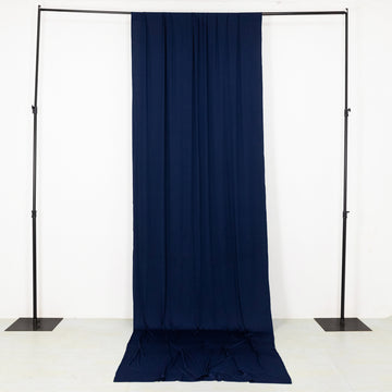 Navy Blue 4-Way Stretch Spandex Event Curtain Drapes, Wrinkle Resistant Backdrop Event Panel with Rod Pockets - 5ftx14ft