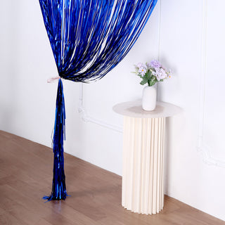 Create a Magical Atmosphere with the 8ft Royal Blue Metallic Tinsel Foil Fringe Doorway Curtain Create a Magical Atmosphere with the 8ft Royal Blue Metallic Tinsel Foil Fringe Doorway Curtain