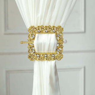 Add Glamour to Your Décor with Gold Barrette Style Diamond Backdrop Drapery Holdbacks Add Glamour to Your Décor with Gold Barrette Style Diamond Backdrop Drapery Holdbacks