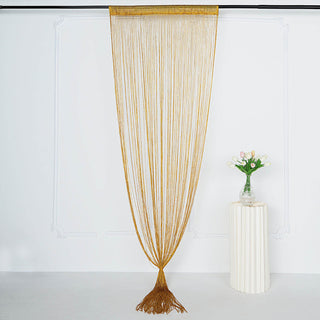 Add Elegance to Your Space with Gold Silk Tassel String Curtains