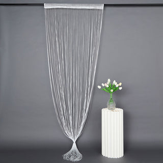 Elegant and Versatile 3ftx8ft White/Silver Silk Tassel String Curtains