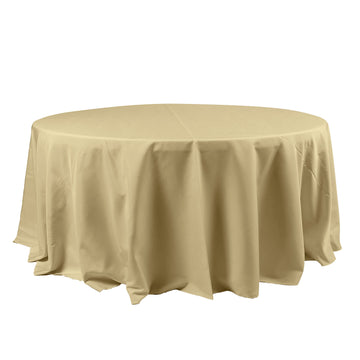 120" Champagne Seamless Polyester Round Tablecloth