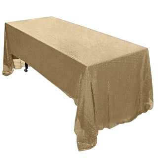 Elevate Your Event with the Champagne Sequin Rectangle Tablecloth