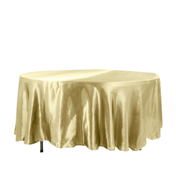 108" Champagne Seamless Satin Round Tablecloth