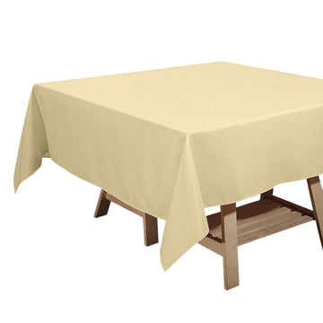 70"x70" Champagne Square Seamless Polyester Tablecloth