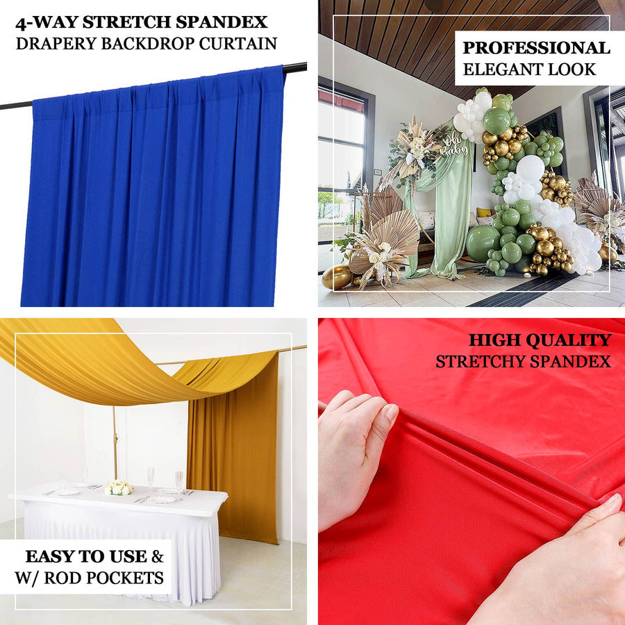Champagne 4-Way Stretch Spandex Photography Backdrop Curtain with Rod Pockets, Drapery Panel 