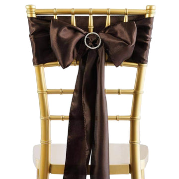 5 Pack 6"x106" Chocolate Satin Chair Sashes
