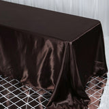 90x132Inch Chocolate Satin Seamless Rectangular Tablecloth