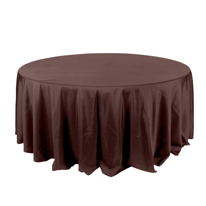 132Inch Chocolate Seamless Polyester Round Tablecloth