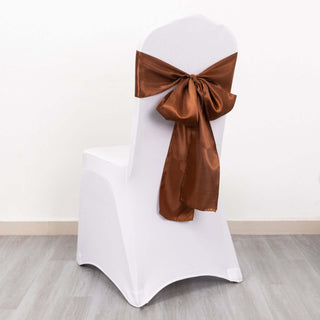 Elevate Your Event Decor with Cinnamon Brown Satin Chair Sashes Elevate Your Event Decor with Cinnamon Brown Satin Chair Sashes