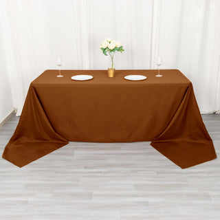 Upgrade Your Event with the Cinnamon Brown Polyester Rectangular Tablecloth Upgrade Your Event with the Cinnamon Brown Polyester Rectangular Tablecloth