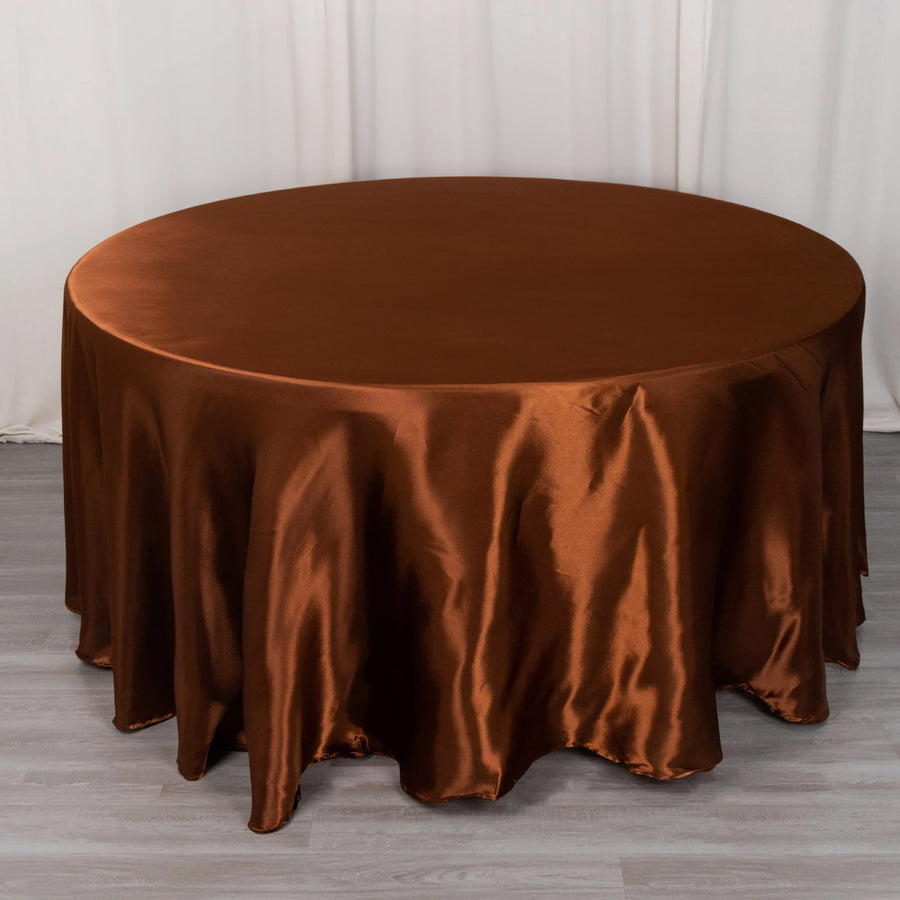 120 Cinnamon Brown Smooth Seamless Satin Round Tablecloth