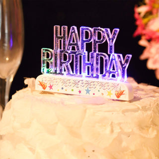 Mesmerizing Clear Acrylic Multicolor Flashing LED Happy Birthday Cake Topper Mesmerizing Clear Acrylic Multicolor Flashing LED Happy Birthday Cake Topper
