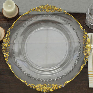 Classic and Stylish Clear Beaded Rim Disposable Dinner Plates Classic and Stylish Clear Beaded Rim Disposable Dinner Plates