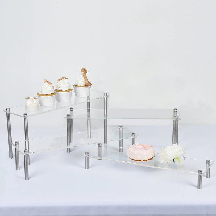 Set of 4 | Clear Premium Acrylic Risers Dessert Display, Cupcake Holder Dessert Stand#whtbkgd