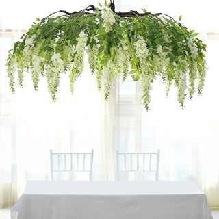 Add Sophistication with the 55" Cream Artificial Silk Wisteria Vine Flower Chandelier